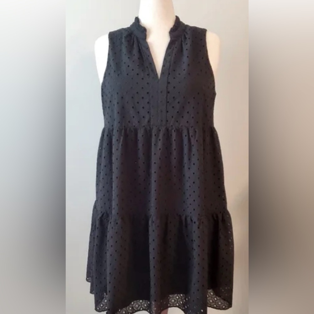 Lilly Pulitzer Novella Dress Onyx Mini Medallion Chiffon Eyelet Size Medium